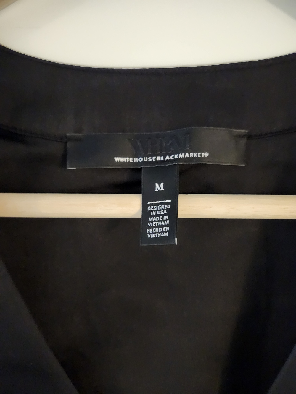 White House Black Market Black Satin V-Neck Blouse Puff Sleeve M - Picture 3 of 6
